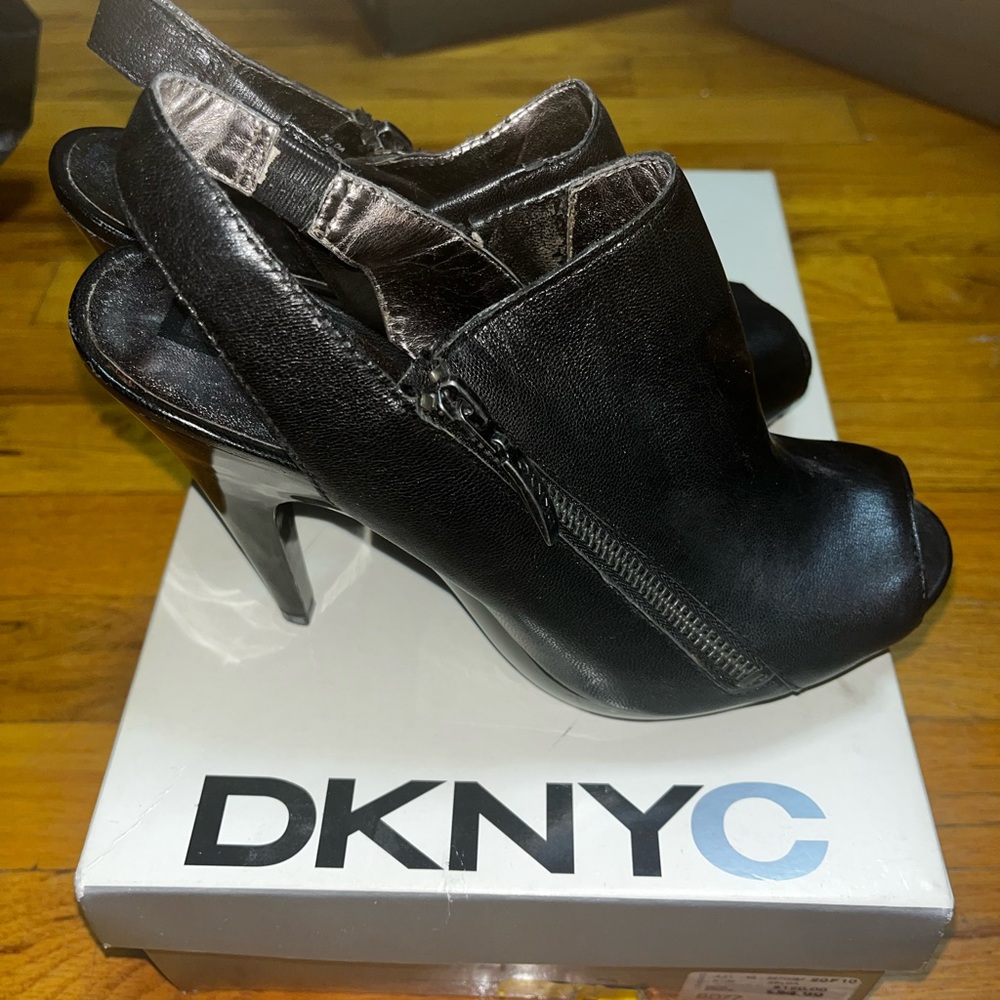 DKNYC Black Peep-Toe Heels